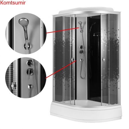 Душевая кабина Loranto 120x80x215 левая, поддон 25 см, 4 мм прозрачное стекло с рисунком "мозайка" (CS-1200-25ТМ/М L)