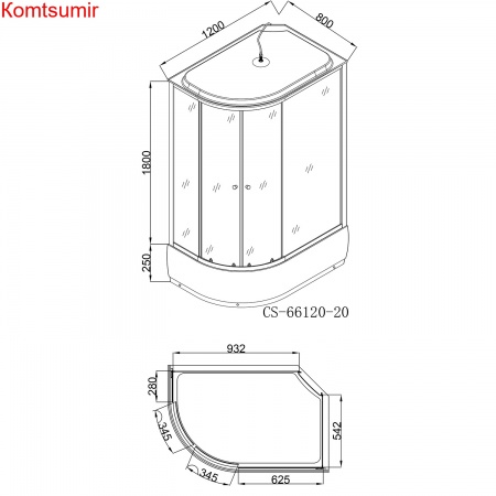 Душевая кабина Loranto 120х80х215  поддон 20 см, черный кирпичный узор, серое стекло 4 мм, профиль черный (CS-66120-20R GB 120)