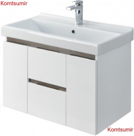 Тумба под раковину AQUATON Рене 80 подвесная Белая/Грецкий орех (1A258601NRC80)