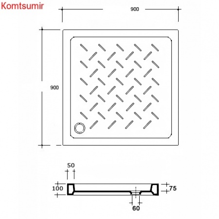 Душевой поддон квадратный керамический RGW CR B Черный 900