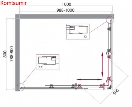 Душевой уголок BelBagno UNO-195-AH-2-100/80-P-Cr