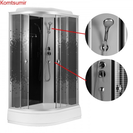 Душевая кабина Loranto 120x80x215 правая, поддон 13 см, 4 мм прозрачное стекло с рисунком "мозайка" (CS-1200-13ТМ/М R)