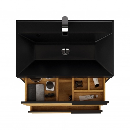 Тумба Fostero 80 подвесная Дуб Крафт золотой с раковиной