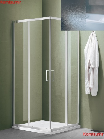 Душевое ограждение SANTREK AQUA  Lea-CR-800-G-Chrome 800*800*1850 Г-обр. Стекло Грейп 5мм, профиль Хром