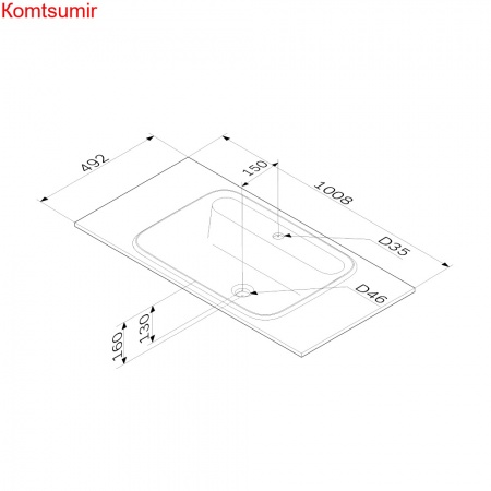 M8FWPC1000WM Func, Раковина мебельная, литьевой мрамор, 100 см, цвет белый матовый