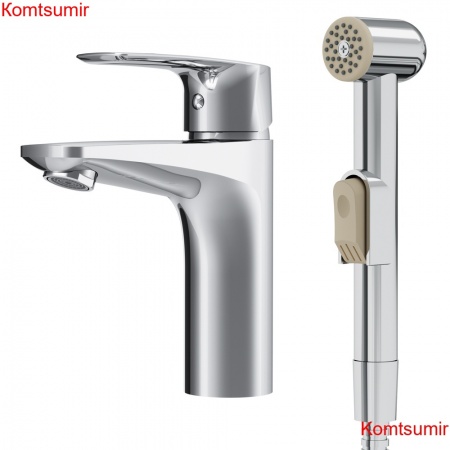 AM.PM F90A03000 Gem, смеситель для умывальника с гиг.душем, излив 99 мм, хром, шт