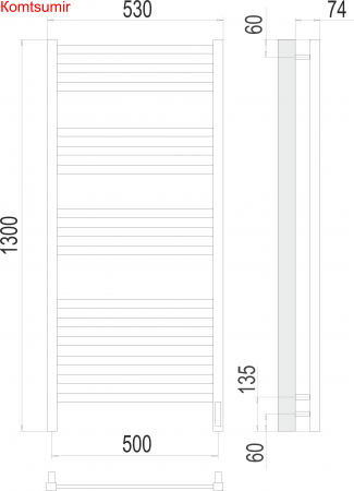 Ното П15 500х1300  электро (sensor quick touch) Полотенцесушитель  TERMINUS