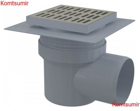 Душевой трап AlcaPlast APV12 серый, хром, в пол около стены