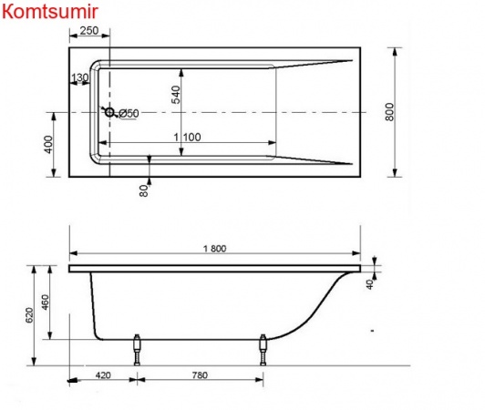 Ванна из искусственного камня Сastone Кармен 180x80