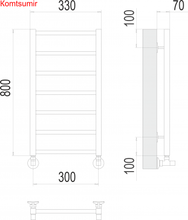 Контур П7 300х800 Полотенцесушитель  TERMINUS