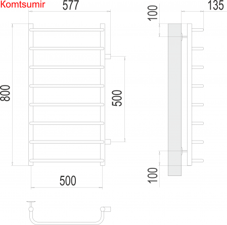 Стандарт П8 500х800 бп500 Полотенцесушитель  TERMINUS