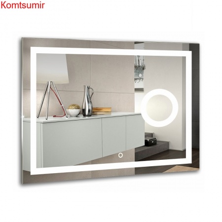 Зеркало AZARIO Оптима 915*685, LED-подсветка 2 режима, сенсорный выключатель, увеличительное зеркало