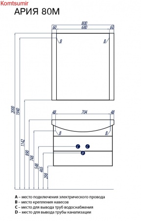 Тумба под раковину AQUATON Ария 80 М белая (1A140801AA010)