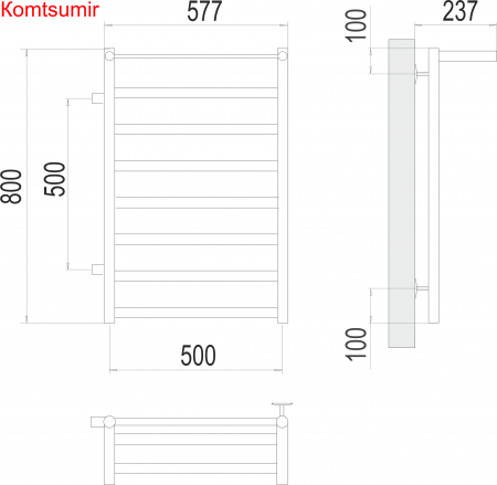 Хендрикс П8 500х800 бп500 слева Полотенцесушитель  TERMINUS Хендрикс П8 500х800 бп500 слева Полотенцесушитель  TERMINUS