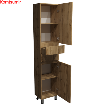 Пенал Djena Окант напольный 40 2 двери 2 ящика дерево правый Пенал Djena Окант напольный 40 2 двери 2 ящика дерево правый