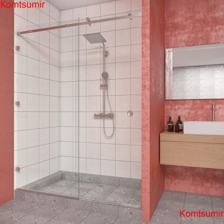 Душевая дверь 130х200 "GLASS" Раздвижная, фурнитура хром, прозрачное стекло 6 мм.