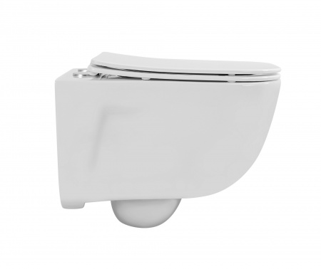 Унитаз подвесной безободковый AQUATEK ДИВА AQ2012-00 510*350*360 мм, горизонтальный выпуск, тонкое сиденье с механизмом плавного закрывания, крепеж