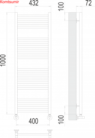 Аврора П20 400х1000 Полотенцесушитель  TERMINUS Аврора П20 400х1000 Полотенцесушитель  TERMINUS