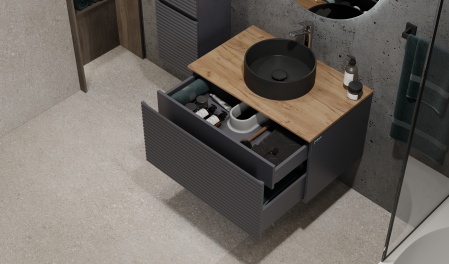 Тумба Cossety 80 подвесная, Антрацит/Дуб Крафт золотой