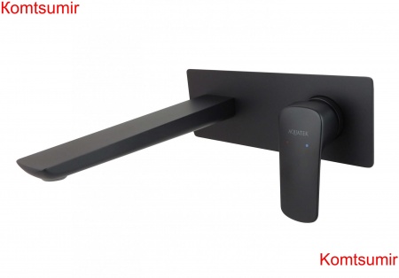 Смеситель для раковины настенный AQUATEK (внешняя и скрытая часть), матовый черный AQ1013MB ВЕГА