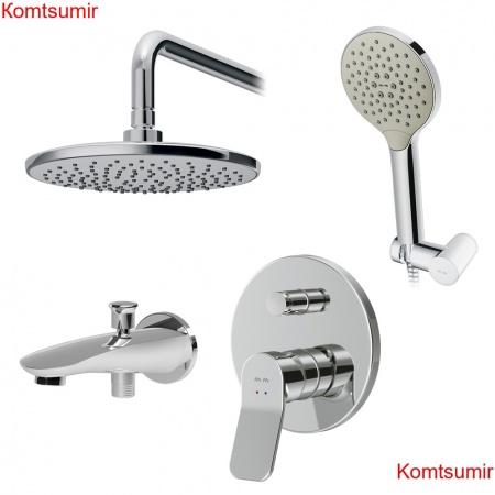 AM.PM FB85A10020 X-Joy, набор: см-ль д/в/душа, верхний душ 220 мм, держатель д/верхн.душа, душ.набор (ручн