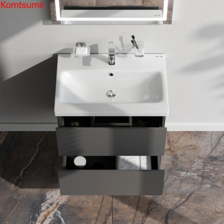 M90FHX06022GM GEM, База под раковину, подвесная, 60 см, 2 ящика push-to-open, графит матовый