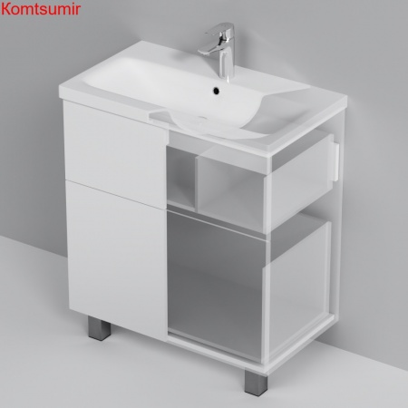 M90FSX07522WG32 GEM, База под раковину, напольная, 75 см, 2 ящика push-to-open, цвет: белый, глянец