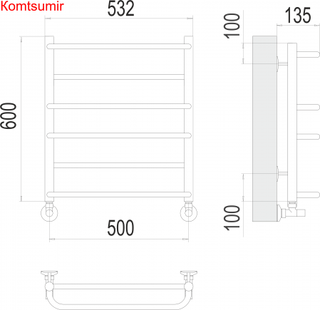 Евромикс П6 500х600 Полотенцесушитель  TERMINUS Евромикс П6 500х600 Полотенцесушитель  TERMINUS