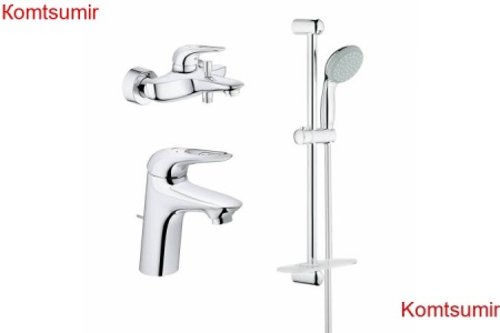 Душевой набор GROHE Eurostyle New с душевым гарнитуром и полочкой, хром (124416)