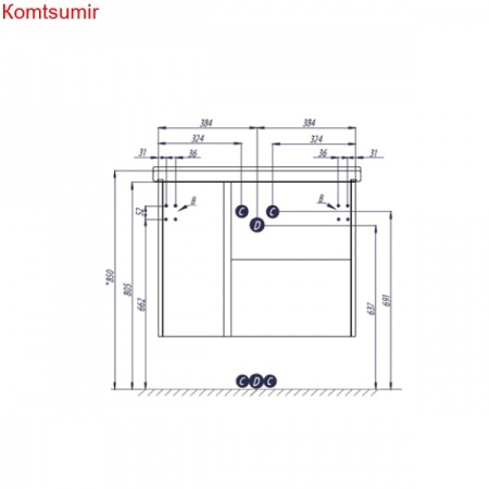 Тумба под раковину AQUATON Стоун 80 подвесная, сосна арлингтон (1A228201SX850)