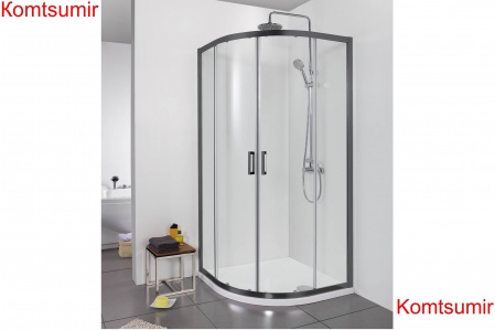 Aquatek Душевой уголок 1/4 круга, двери раздвижные 200х100x100, черный матовый