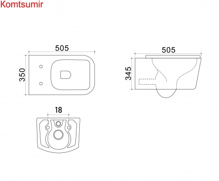 Унитаз подвесной Azario Nova 505х350х345 безободковый, с ультратонким сиденьем микролифт (AZ2216)