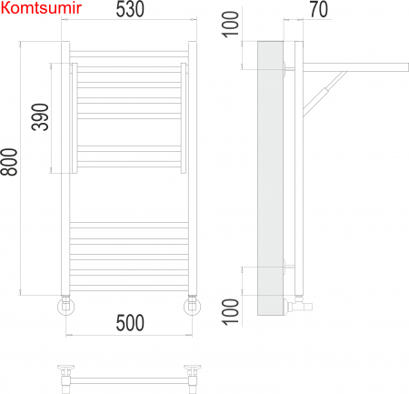 Валенсия П12 500х800 Полотенцесушитель  TERMINUS