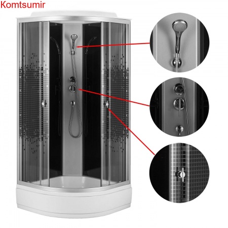Душевая кабина Loranto 100x100x215 поддон 25 см, 4 мм прозрачное стекло с рисунком "мозайка" (CS-1000-25ТМ/М)