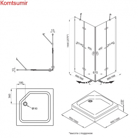 Душевое Ограждение Triton Дельта-Хром 90*90