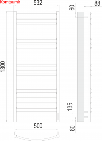 Классик П15 500х1300 электро (sensor quick touch)  Полотенцесушитель TERMINUS