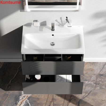 M90FHX07522GM GEM, База под раковину, подвесная, 75 см, 2 ящика push-to-open, графит матовый