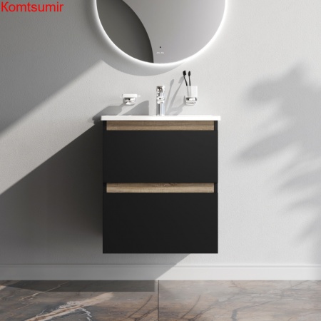 M85AFHX0552BM X-Joy, База под раковину, подвесная, 55 см, 2 ящика, черный матовый