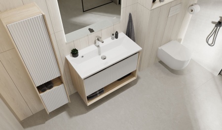 Тумба Tossony 90 подвесная Сонома светлая/Белый