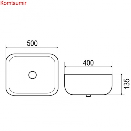 Раковина Azario 50х40х13,5 накладная, белый глянец (AZ41015)