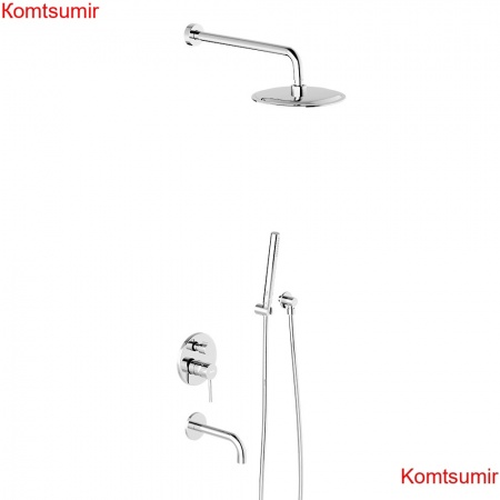 Damixa 936510000 Scandinavian Pure встраиваемая душевая система с ванно-душевым смесителем и изливом, хром Damixa 936510000 Scandinavian Pure встраиваемая душевая система с ванно-душевым смесителем и изливом, хром