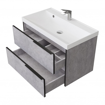 Тумба Fostero 80 подвесная Цемент Светлый с раковиной