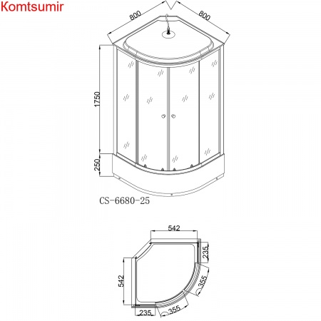 Душевая кабина LORANTO CS-6680-25 F 80х80х215 матовое стекло 4мм, поддон 25 см