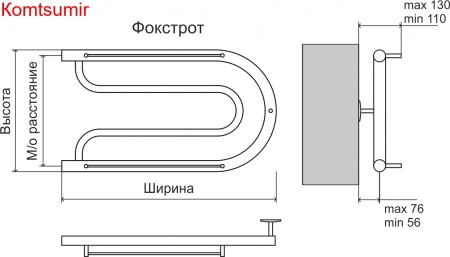 Фокстрот AISI 32х2 320х500 Полотенцесушитель  TERMINUS Фокстрот AISI 32х2 320х500 Полотенцесушитель  TERMINUS