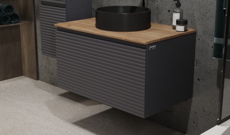 Тумба Cossety 80 подвесная, Антрацит/Дуб Крафт золотой