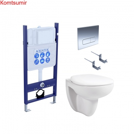 SET AQUATEK КАИР-14-013 (рама AQUATEK Standard INS-0000014 с клавишей KDI-0000016 и крепежом KKI-0000002+унитаз AQ1170-00 +тонкое сиденье с механизмом плавного закрывания)
