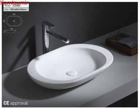 Раковина Trend 59*40*10, накладная, белая (AZ-4542)