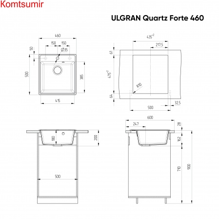 Мойка ULGRAN Quartz Forte 460 Мойка ULGRAN Quartz Forte 460