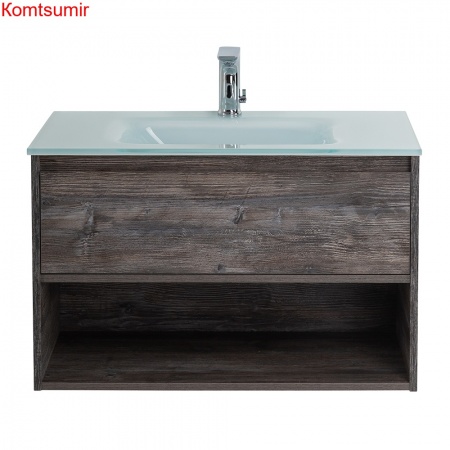 База под раковину подвесная с ящиком и открытой полкой BelBagno KRAFT-800-1C-SO-PP Pino Pasadena