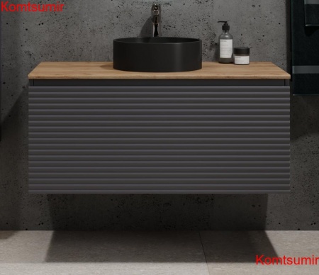 Тумба Cossety 100 подвесная Антрацит/Дуб Крафт золотой